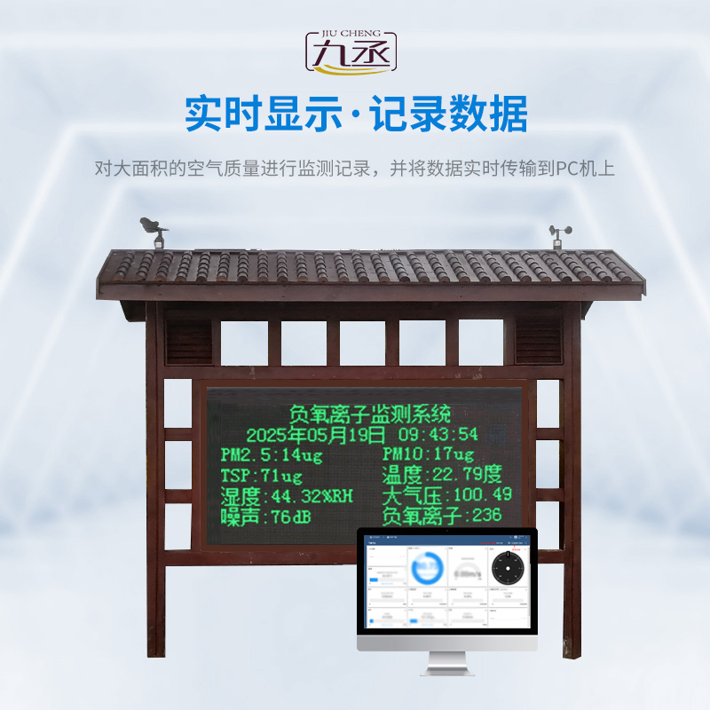 負氧離子濃度監測儀，與景觀木亭結合，城市新風尚